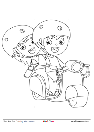 Pin by bette ryan on for merriam coloring pages for kids. Kids Riding Scooter Cartoon Coloring Page Kidzezone