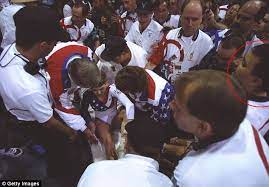 Gymnast kerri strug, second from left, who screams in pain as she is carried from the floor by team officials after she injured her ankle during. Usa Gymnastics Sex Abuse Doctor In Kerri Strug Photos Daily Mail Online