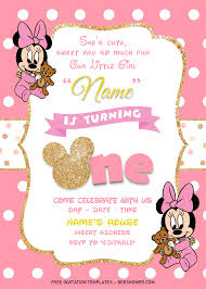 There are a lot of minnie mouse invitation designs, but you can be our models. Gold Glitter Minnie Mouse Birthday Invitation Templates Editable Docx Minnie Mouse Birthday Invitations Minnie Invitations Minnie Mouse 1st Birthday