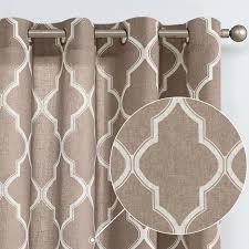 A wide variety of dining room drapes options are available to you, such as material, use, and feature. Buy Jinchan Curtains Taupe Linen Living Room Drapes Light Filtering Moroccan Tile Print Window Treatment For Bedroom Curtain Flax Textured Geometry Lattice Grommet Dining Room 84 Inch Length 2 Panels Online In