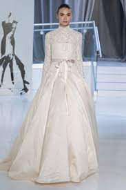 High Neckline Long Sleeve Wedding Dress Http Www Stylemepretty Com 2017 04 24 Peter Lang Wedding Dress Inspiration Wedding Dress Couture Bridal Fashion Week