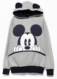 Mickey Hooded Loose Grey Sweatshirt Sweatshirts Women Hooded Sweatshirts Women Hoodies Sweatshirts
