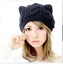 Crochet Wool Cat Beanie In 2020 Knitted Hats Cat Ears Hat Cute Hats