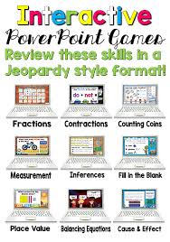 Your Students Will Beg To Play These Jeopardy Games They Review So Many Skills In A Fun Game Format Teaching Motivation Interactive Powerpoint School Games