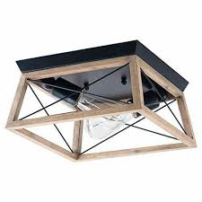 N3 lighting ã˜40cm premium 6 lights g9 modern elegant round ceiling light pendan. Viluxy Retro Industrial Rectangle Flush Mount Ceiling Light Fixture With Wood For Sale Online Ebay