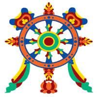 Dharmachakra, la roue de la loi, symbole du dharma en tant que doctrine bouddhiste et enseignements du bouddha (statue thaïlandaise moderne). Signification Des 8 Signes Auspicieux Eveil Oriental