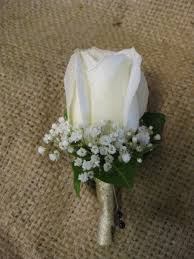 Red, pink and white flowers. White Rose Boutonniere With Gold Ribbon On Stem Flowers From The Heart