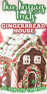 If You Re Wondering How To Make A Gingerbread House This May Be One Of The Easiest Ideas Ever Fo In 2020 Gingerbread House Rice Krispie Treats Christmas Rice Krispies