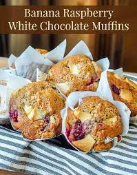 Banana Raspberry White Chocolate Muffins An Unusual Delicious Combo Recipe Raspberry And White Chocolate Muffins Chocolate Muffins White Chocolate Banana Muffins