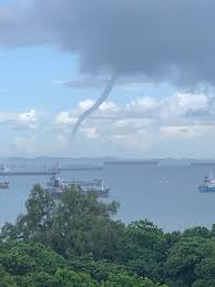 A waterspout was spotted from tanjong pagar in the early morning of may 11, 2019. Waterspout This Evening Near East Coast Singapore