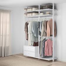 Elvarli 2 Section Shelving Unit White Width 68 7 8 Min Height 87 1 4 Get It Here Ikea In 2020 Shelving Unit No Closet Solutions Shelving