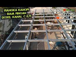 Pasang rangka baja ringan + material cnp 0.75 mm + material atap seng spandek rp 217.000 / m2. Cara Membuat Rangka Kanopi Baja Ringan Dobel Canal C 0 75 Truss Youtube