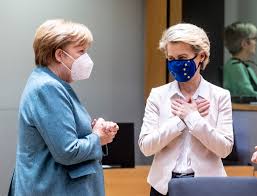 German chancellor angela merkel, right, and ukrainian president volodymyr zelensky give statements ahead of talks at the chancellery in berlin, monday, july 12, 2021. Merkel Open To Eu Treaty Change On Health