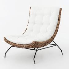 banana leaf woven side chair with cushion white accent chair furniture boho chair