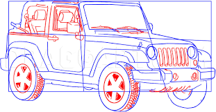 This is your guideline frame for your jeep wrangler. How To Draw A Jeep Wrangler Step By Step Drawing Guide By Dawn Dragoart Com