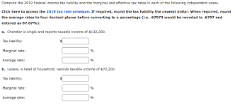 Solved Compute The 2019 Federal Income Tax Liability And