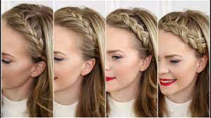 Section your hair down your center parting, then start creating two dutch braids at the nape of your neck. Four Headband Braids Missy Sue Youtube