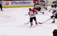 Kane and panarin were dominating tonight against the toronto maple leafs and they even had identical goal rt gif: Patrick Kane Goal Celebration Gifs Tenor
