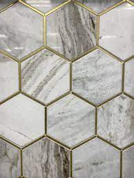 Hexagon Tile With Gold Accents Floor And Decor Hexagon Tiles Decor Hexagon