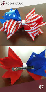 Red White Blue Patriotic Hair Bow Patriotic Hair Bow Blue Hair Bows Bows