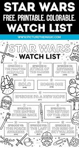 Free Colorable Star Wars Movie Watch List Star Wars Movie Star Wars Watch War Movies