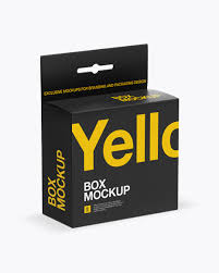 Matte Paper Box With Hang Tab Mockup Half Side View High Angle Shot Designs Zone