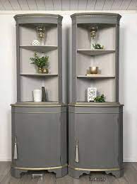 Below is a sample of the many fine hardwood species available. Pair Of Grey And Gold Painted Corner Cabinets Perfect Display Units Or Storage For D Corner Cabinet Living Room Living Room Decor Items Painted Corner Cabinet