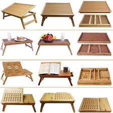 Deluxe Large Medium Wooden Bamboo Laptop Tray Table Desk Bed Folding Adjustable Ebay Laptop Tray Table Laptop Tray Tray Table