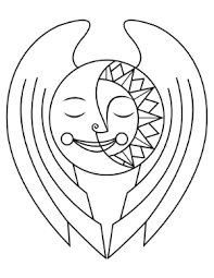 Illustration in stained glass style , abstract sun and moon in the sky. Free Printable Space Coloring Pages