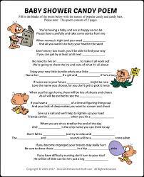 Baby Shower Candy Poem Game Candy Poems Baby Shower Candy Baby Shower Candy Bar Game