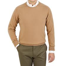 William Lockie Camel Beige Crew Neck Cashmere Sweater Baltzar
