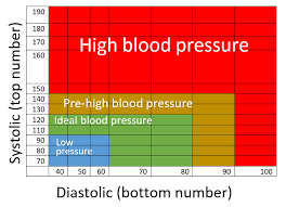 simple blood pressure chart showing systolic top and