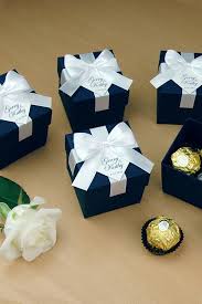 Navy Blue Wedding Bonbonniere Wedding Favor Boxes With Satin Etsy Wedding Favor Boxes Candy Wedding Favors Personalized Wedding Favor Box