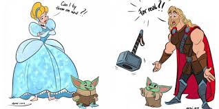 While their humans can be cute (i.e mickey and minnie are on this cuteness list, not because of their looks, but because they're the. Artwork Shows Baby Yoda Annoying Other Disney Characters Inside The Magic