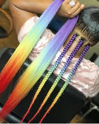 Black And Rainbow Jumbo Box Braids Follow Heyitstati01 For More African Braids Hairstyles Rainbow Braids Box Braids Hairstyles