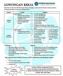 The company has its legal domicile in medan and its head office is registered at j letjend suprapto no 2 medan 20151. Lowongan Kerja Medan Di Bimbingan Belajar Primagama Loker Medan Desember 2019