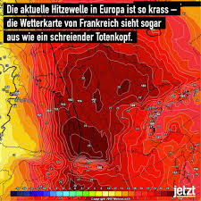 Hitzewelle bringt 40 grad nach europa. Hitze Karte Von Frankreich Sieht Aus Wie Schreiender Totenkopf Wetter At