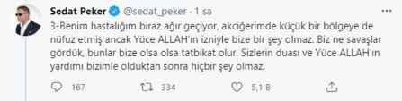Maybe you would like to learn more about one of these? Sedat Peker Derin Sessizligini Bozdu Iddialari Dogruladi Tum Aile Koronaviruse Yakalandik Hastaligim Agir Geciyor Son Dakika