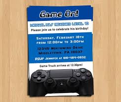 Gaming Invitation Gamer Birthday Invite Ps4 Playstation 4 Game Truck Party Custom Printable Digital Game Truck Party Playstation 4 Ps4 Playstation 4