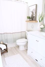 A console vanity creates a light and elegant look, while still providing ample storage space for towels or toiletry baskets. Modern Farmhouse Small Bathroom Reveal Sugar Maple Notes