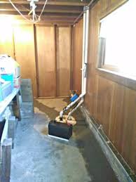 Diagram of a crawlspace depressurization system for radon mitigation. American Waterworks Basement Waterproofing Photo Album Waterproofing And Radon Mitigation Systems Installed In Saint Clair Mn