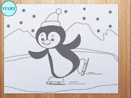 Art activities also allow us to share unforgettable happy moments with our kids and this thing make us more close to them. How To Draw Penguin Penguin Drawing Drawings Bird Drawings