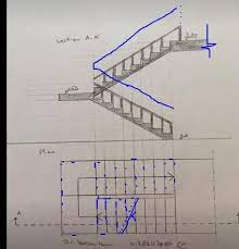 الرسم والاظهار المعماري arch drawing representation لوحة10 رسم واظهار درج بشاحطين u stairs في ا concrete staircase interior design jobs stairs design