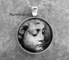 Guardian Angel Photo Pendant Necklace: Gothic Remembrance Jewelry