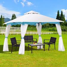 2 Tier 10 X10 Patio Gazebo Canopy Tent Steel Frame Shelter Awning W Side Walls Outdoor Canopy Outdoor Gazebo Canopy Patio Tents