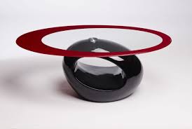 Red, glass coffee, console, sofa & end tables : Contemporary Retro Designed Oval Coffee Table Red White Ukcoffeetables Com