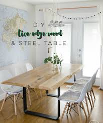 Modern metal table base for rectangular table top. Diy Live Edge Table With Steel Base Lemon Thistle