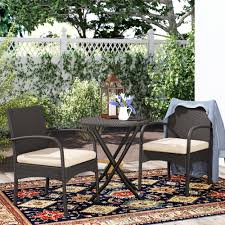 An outdoor dining set is a quick and easy way to get a coordinated look for your garden, patio or balcony. Three Posts Dereham Outdoor 3 Piece Bistro Set With Cushions Reviews Wayfair