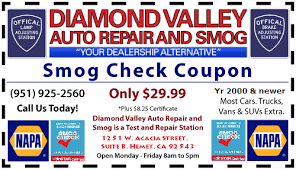 Which vehicles don't need a smog check? Diamond Valley Auto Repair And Smog Your Dealer Alternative Diamond Valley Auto Repair And Smog 951 925 2560 A Full Service Repair Shop 1251 W Acacia Ave Ste B Hemet Ca 92543 Home About Us Smog Test Repairs Specials