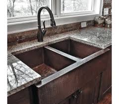 Double bowl combo with grid and drains kitchen sink, antique copper. Kitchen Skins Farmhouse Double Kitchen Sinks
